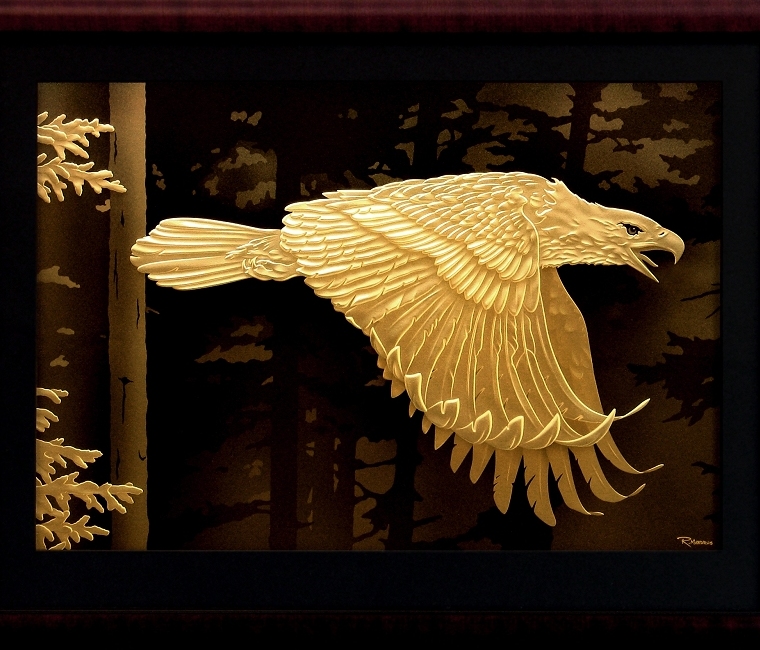 Edge lit Carved Glass Eagle