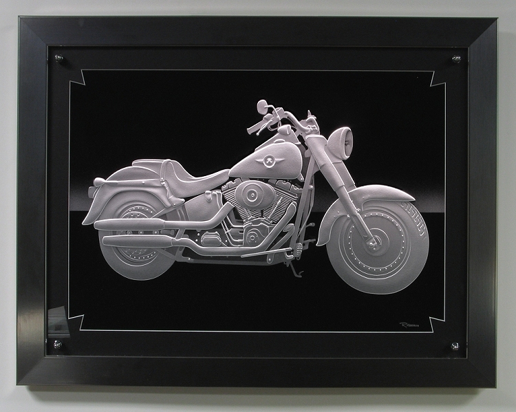 Carved Glass Harley