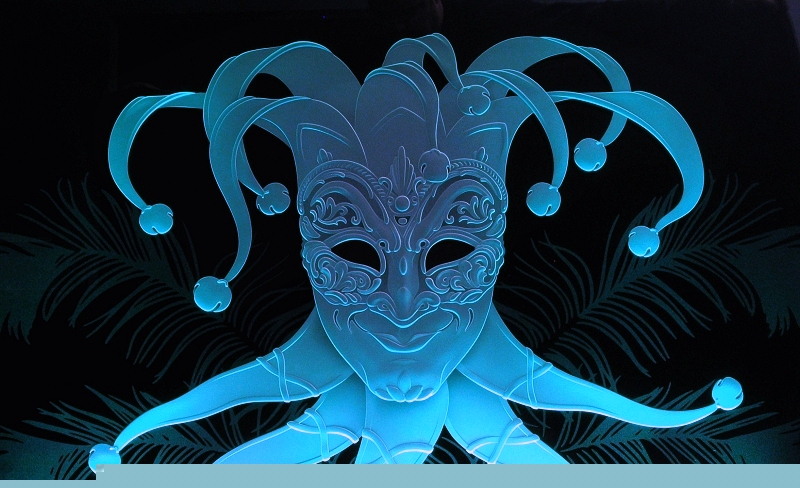 Illuminated Carved Art Glass Joker