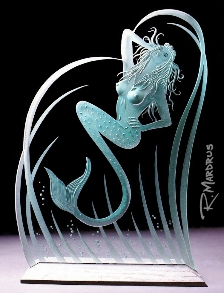 Carved Glass Mermaid