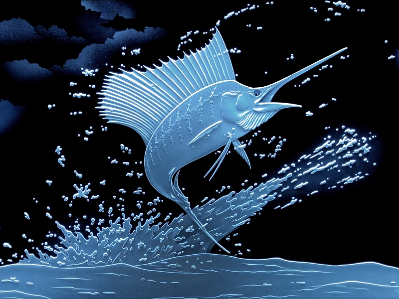 Carved Glass Sailfish