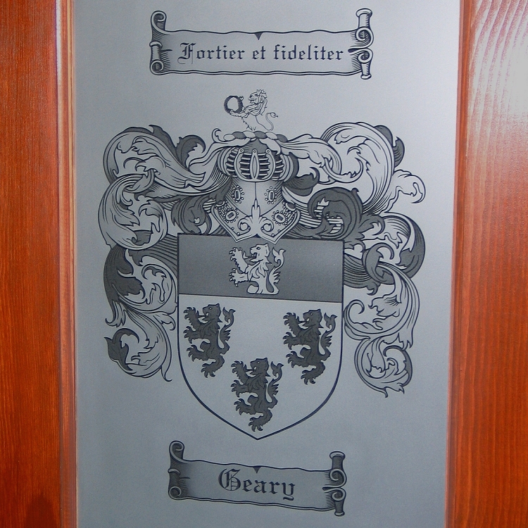 Etched Shaded Glass Door